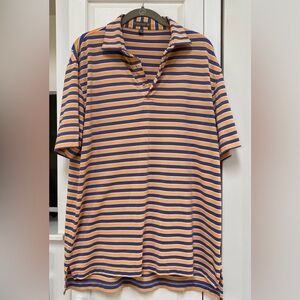 Peter Millar Summer Comfort Striped Blue and Orange Men's Polo Size M